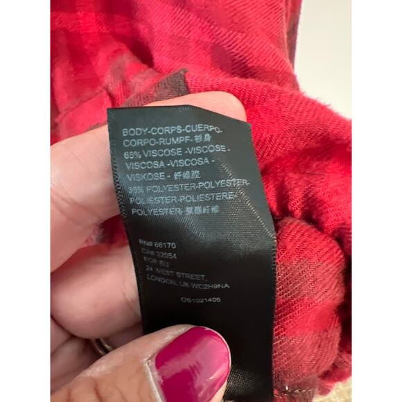 Urban Outfitters size small red flannel hooded pullover top - Picture 3 of 3